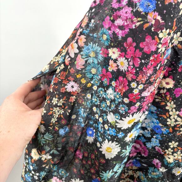 Anthropologie Geisha Designs Floral Organdy Midi Dress Size Medium Sequin Party - Picture 6 of 16